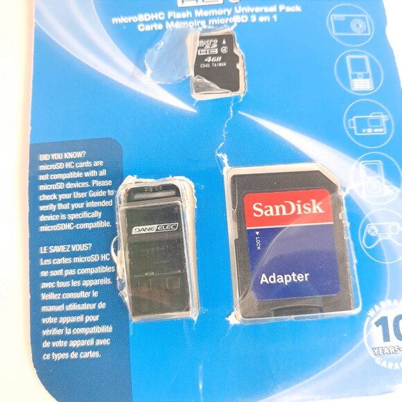 Dane Elec SanDisk adapter MicroSDHC Flash memory 4 GB San Disk Vintage - Picture 2 of 6